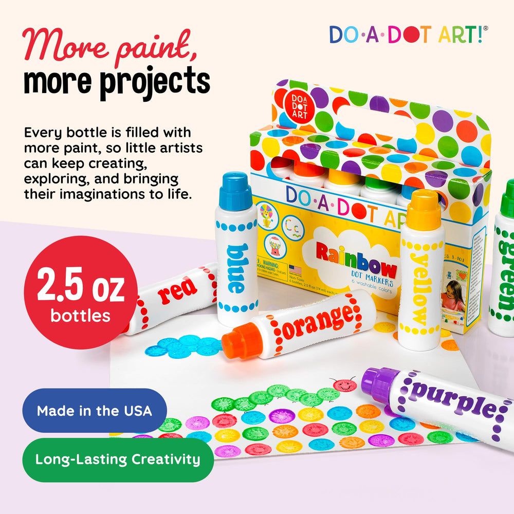 Do A Dot Art! young child using marker with caregiver, promoting fine motor skills and supervised fun