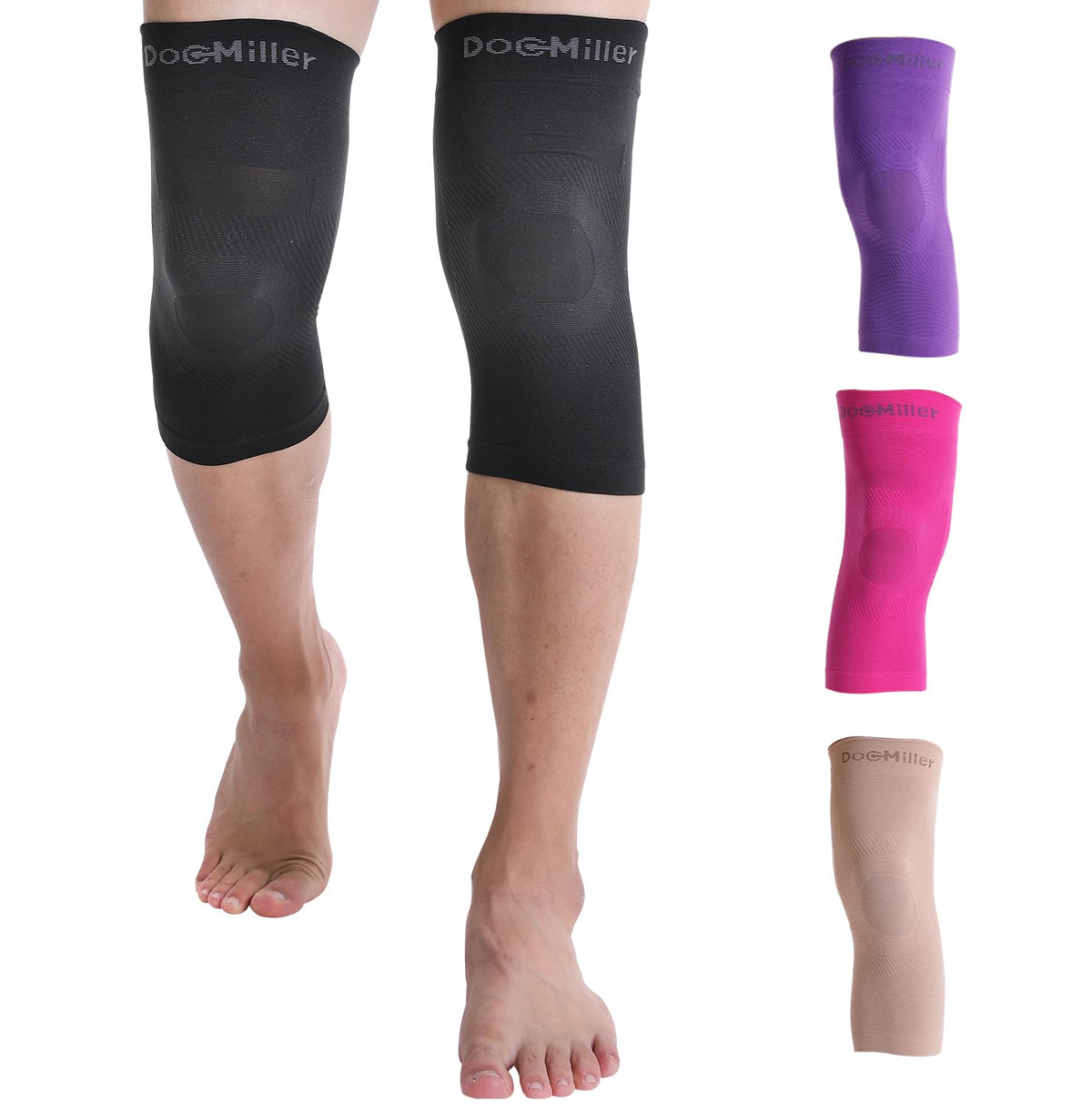 Doc Miller knee sleeve front view showing snug support and sleek fit