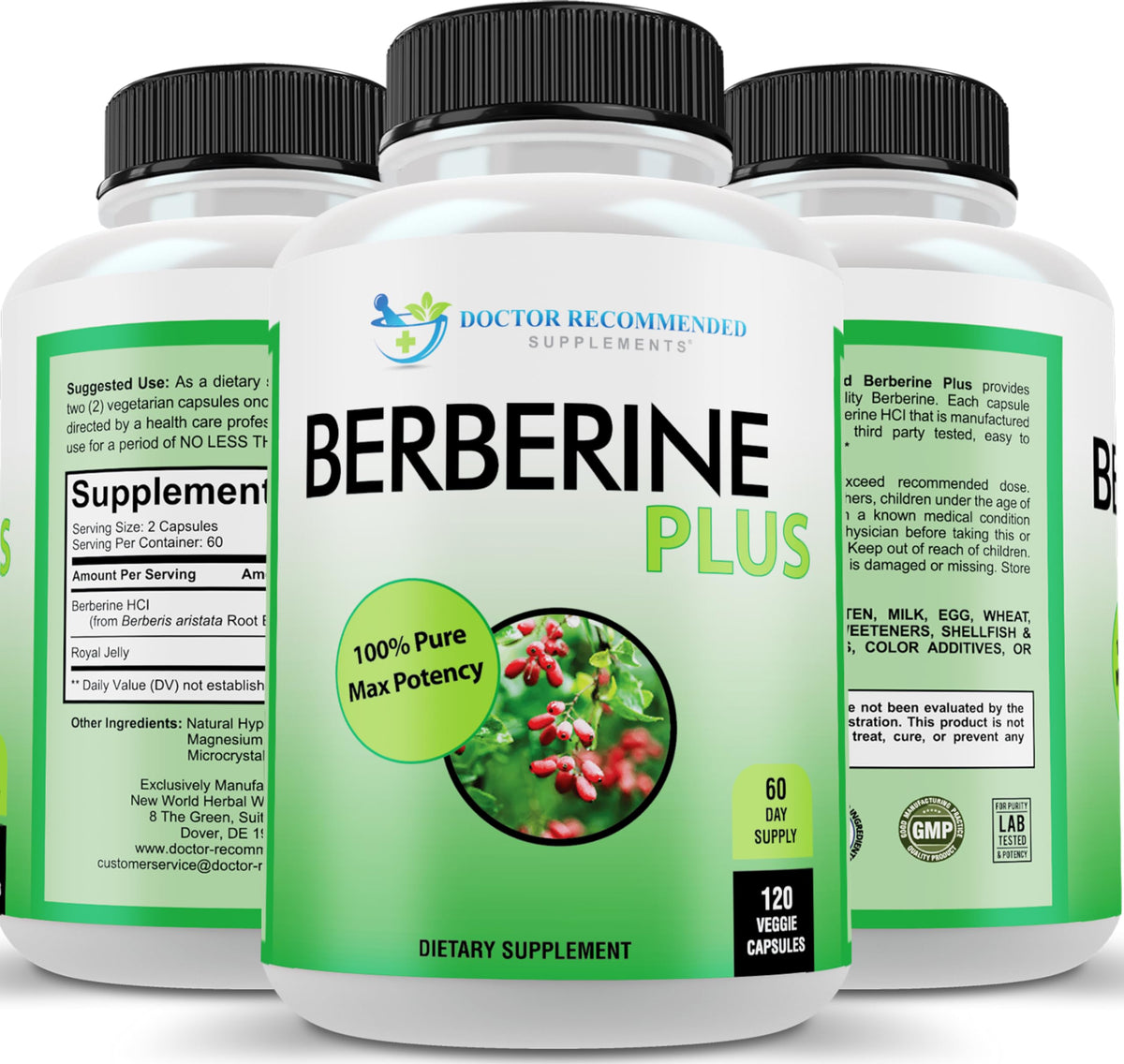 DOCTOR RECOMMENDED SUPPLEMENTS front packaging showing bottle and label benefit clarity