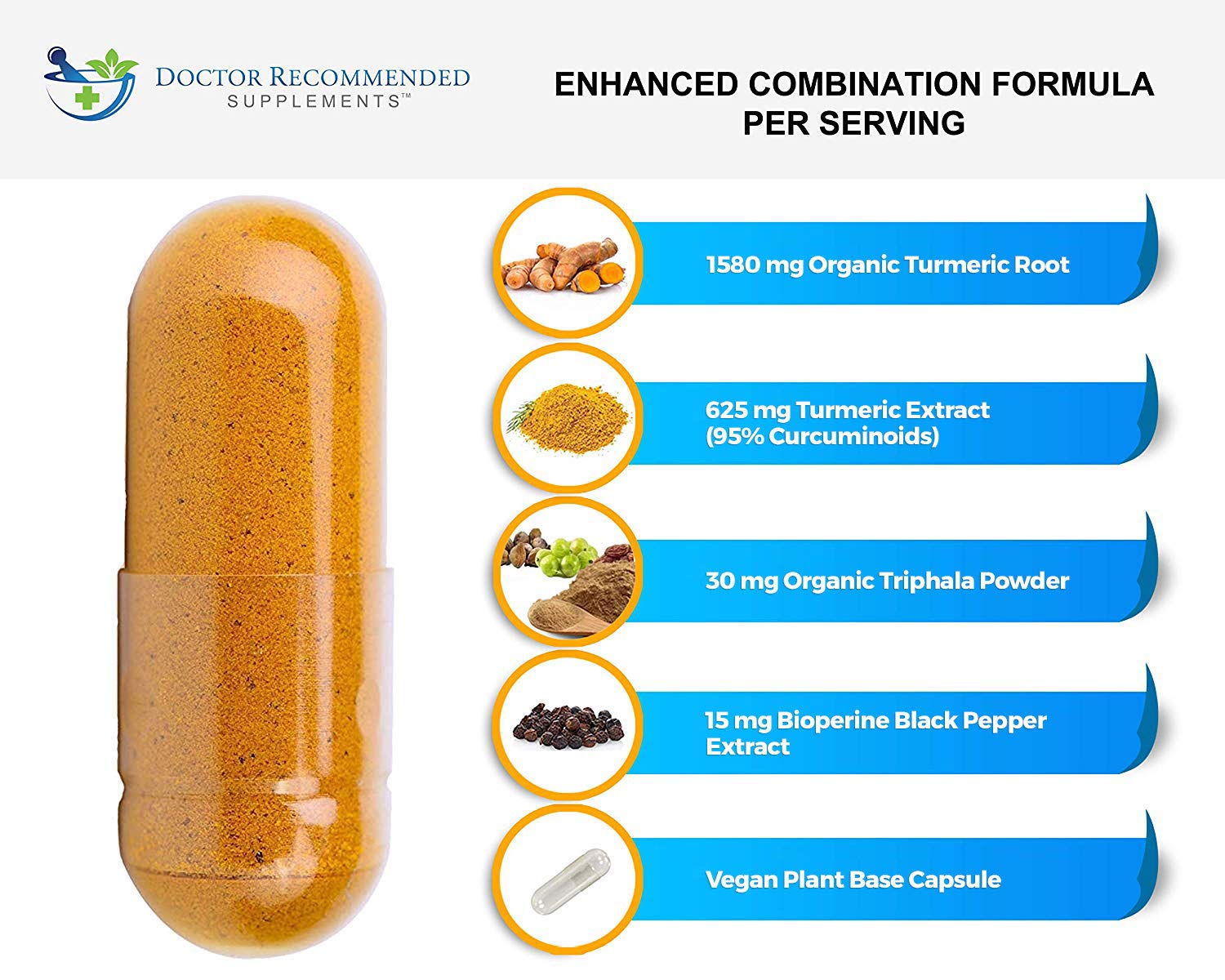 DOCTOR RECOMMENDED SUPPLEMENTS bottle open with capsules visible for serving
