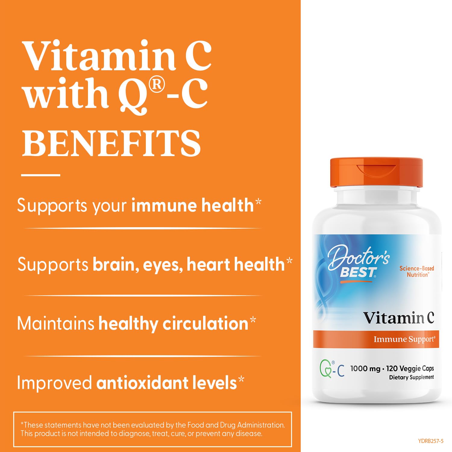 Doctor's BEST open bottle with capsules spilling to show capsule count and convenience