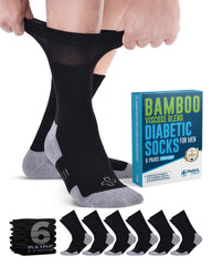 Doctor's Select front packaging of six black bamboo viscose diabetic socks — clear value