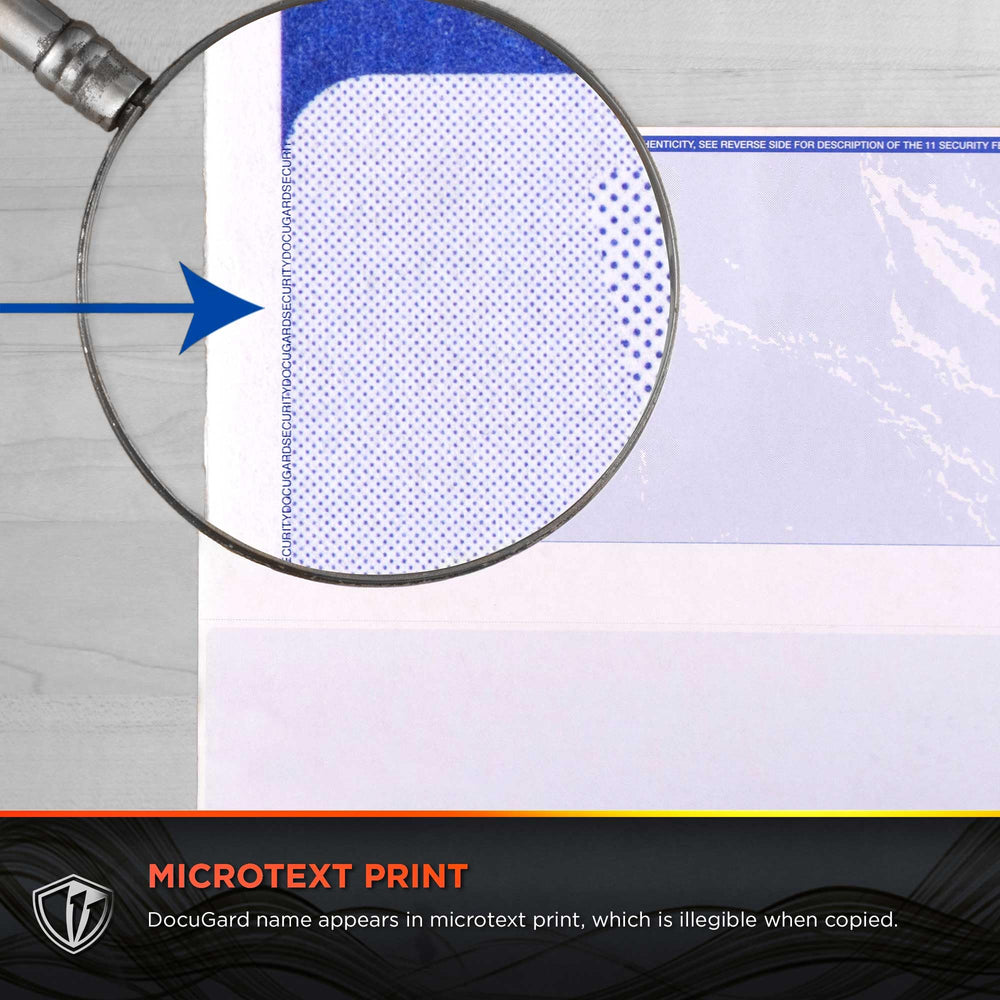 DocuGard paper edge showing weight and durable check stock quality