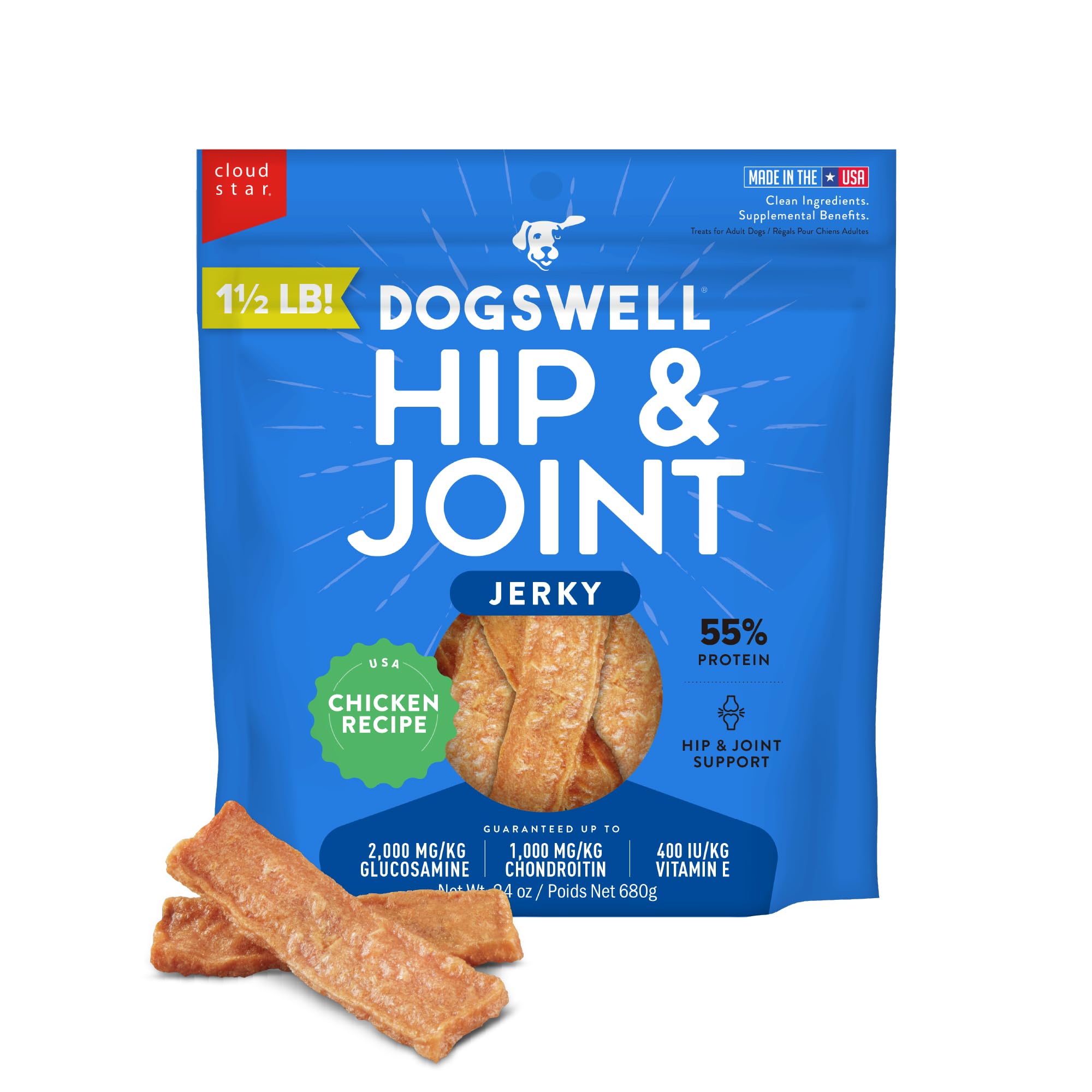 DOGSWELL front pouch showing product and benefits
