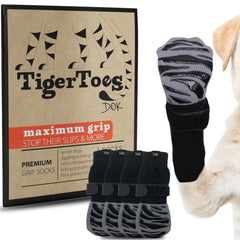 DOK front packaging showing TigerToes socks and benefit of extra grip