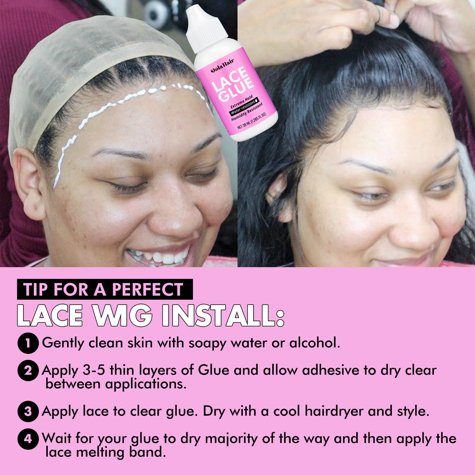 Dolahair lace melting spray bottle smoothing edges for natural look