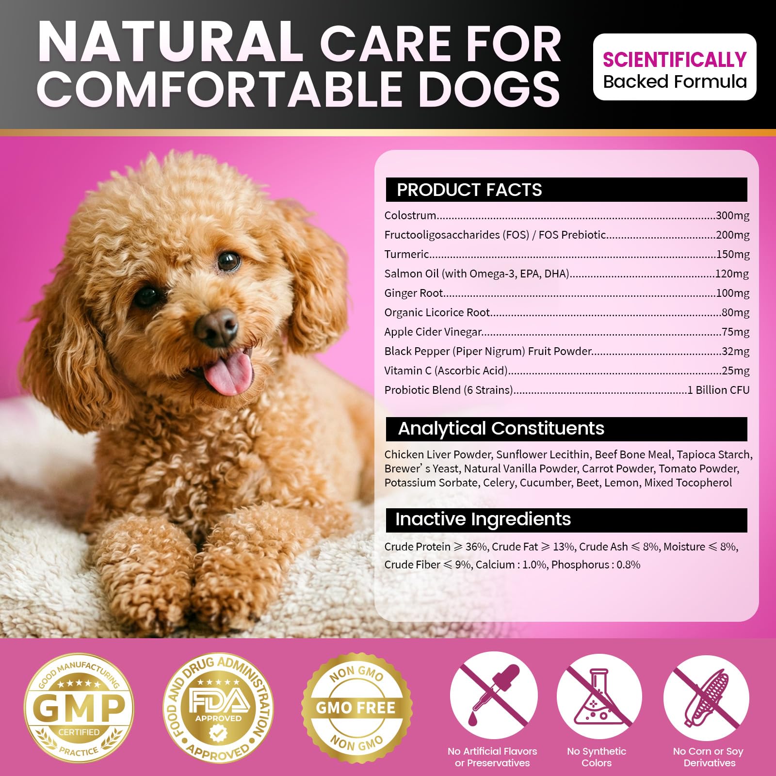 Dolean nutritional label and dosage table showing clear feeding guidelines