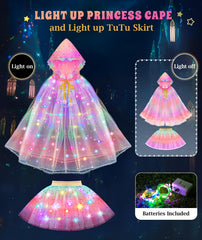 DOLNOW illuminated LEDs on cape and skirt creating rainbow glow