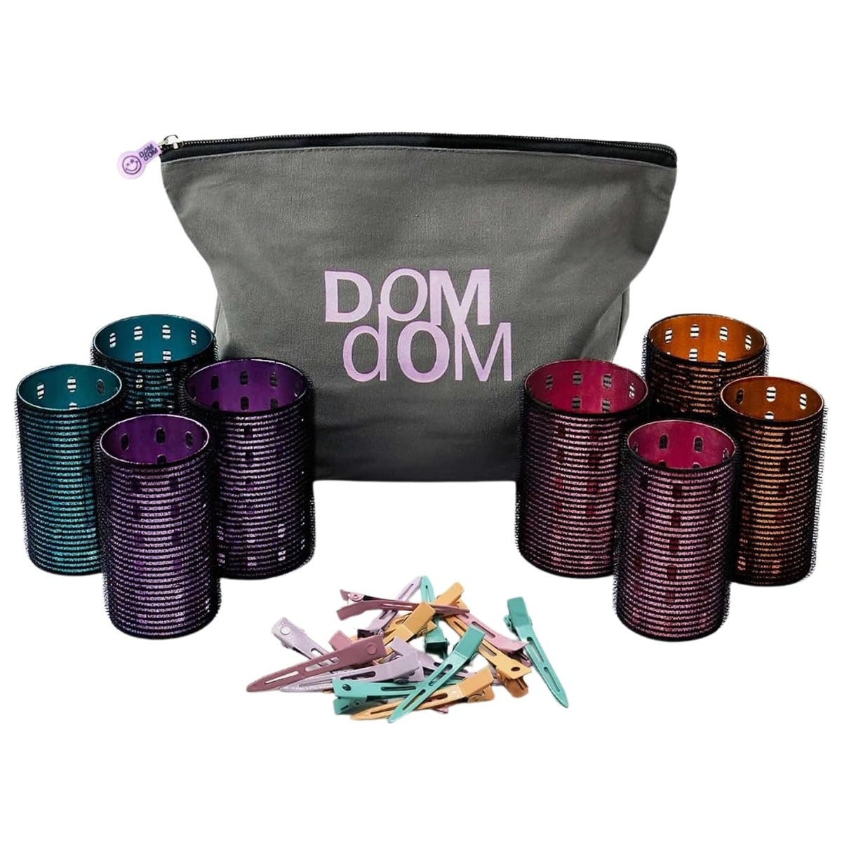 Dom Dom front packaging showing full metal rollers kit and benefits