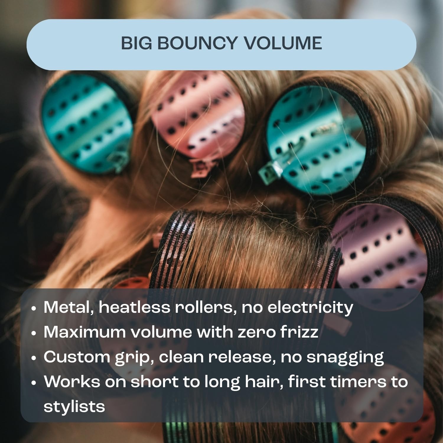 Dom Dom medium roller wrapped in hair demonstrating targeted lift