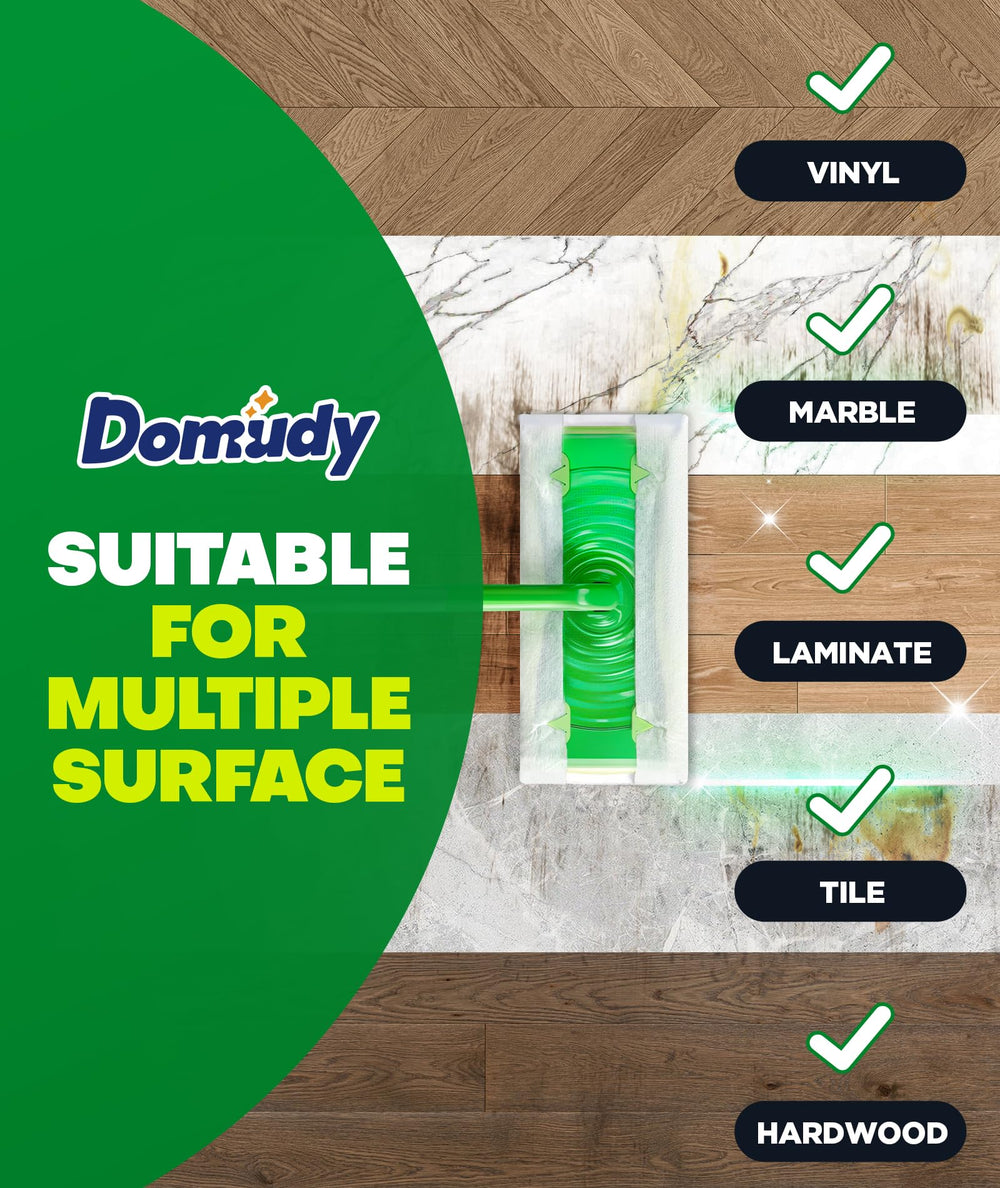 Domudy cleaning pet hair on hardwood showing efficient hair capture and cleaner floors