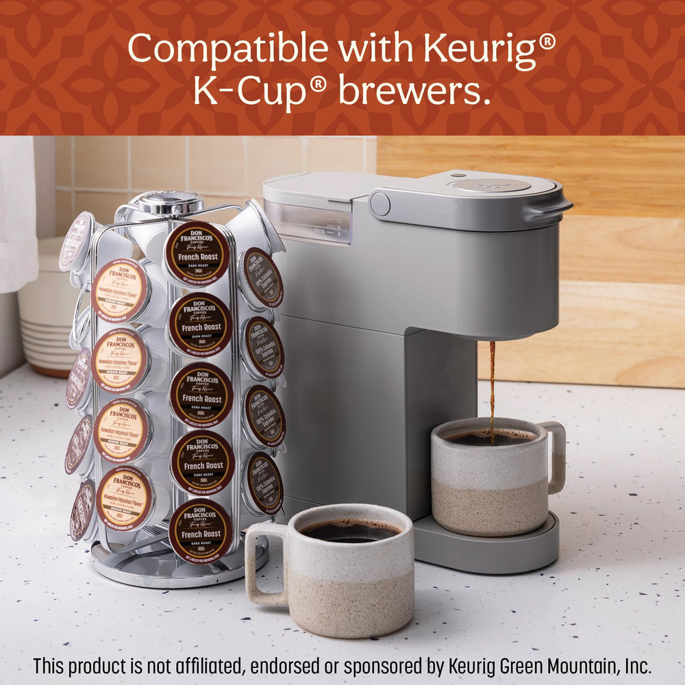 Don Francisco's brewed Kona Blend cup top view showcasing floral aroma appeal