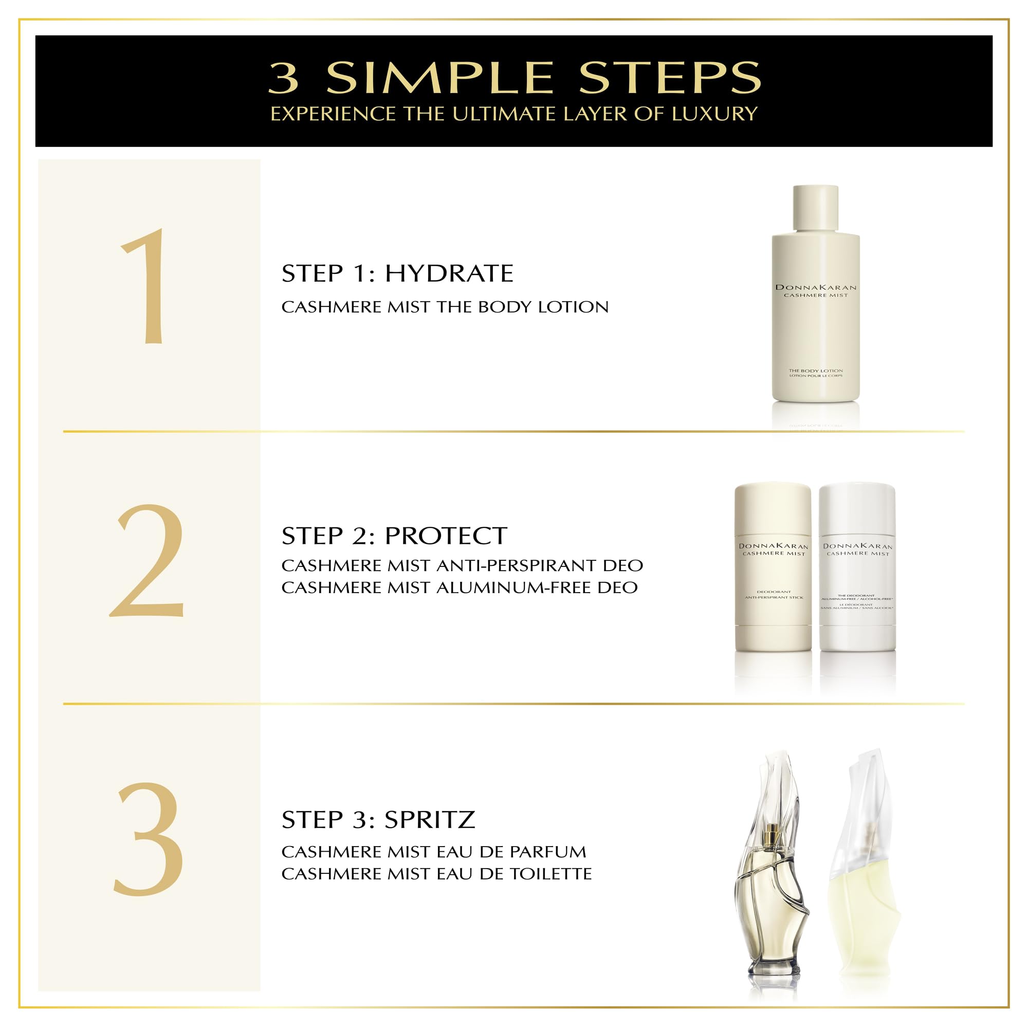 Donna Karan Cashmere Mist stick applied by model showing comfortable protection
