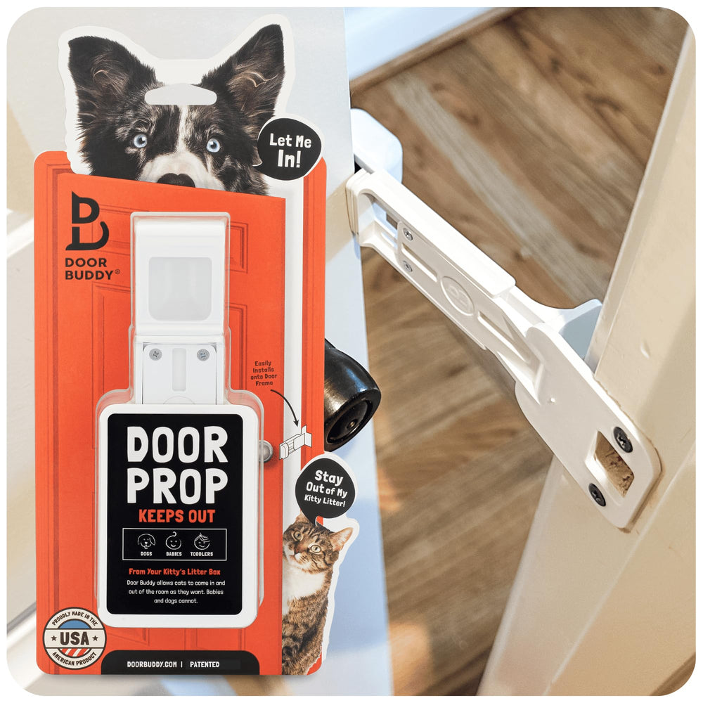 Door Buddy front packaging showing product and brand for easy installation benefit