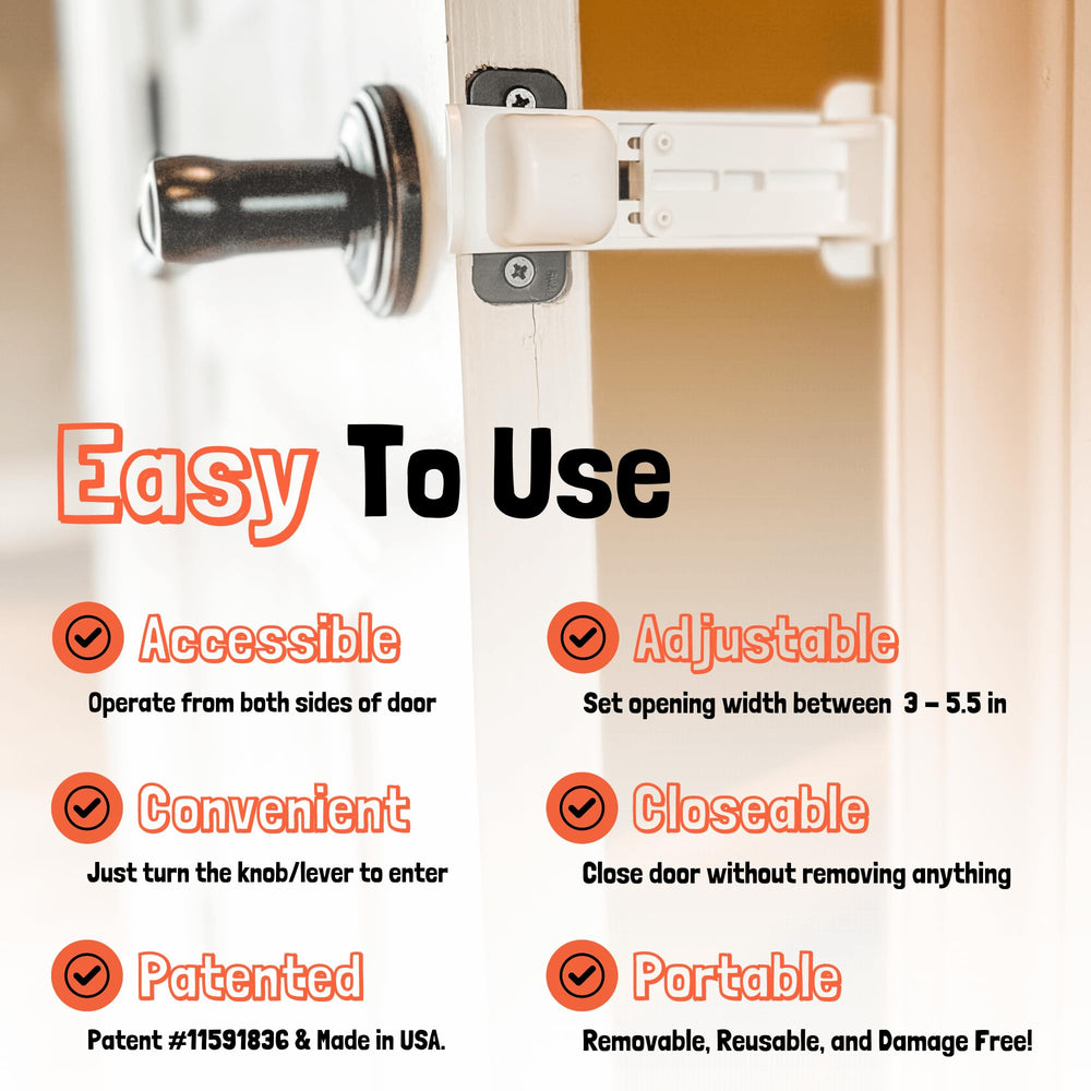 Door Buddy beside ruler showing compact size and portability benefit