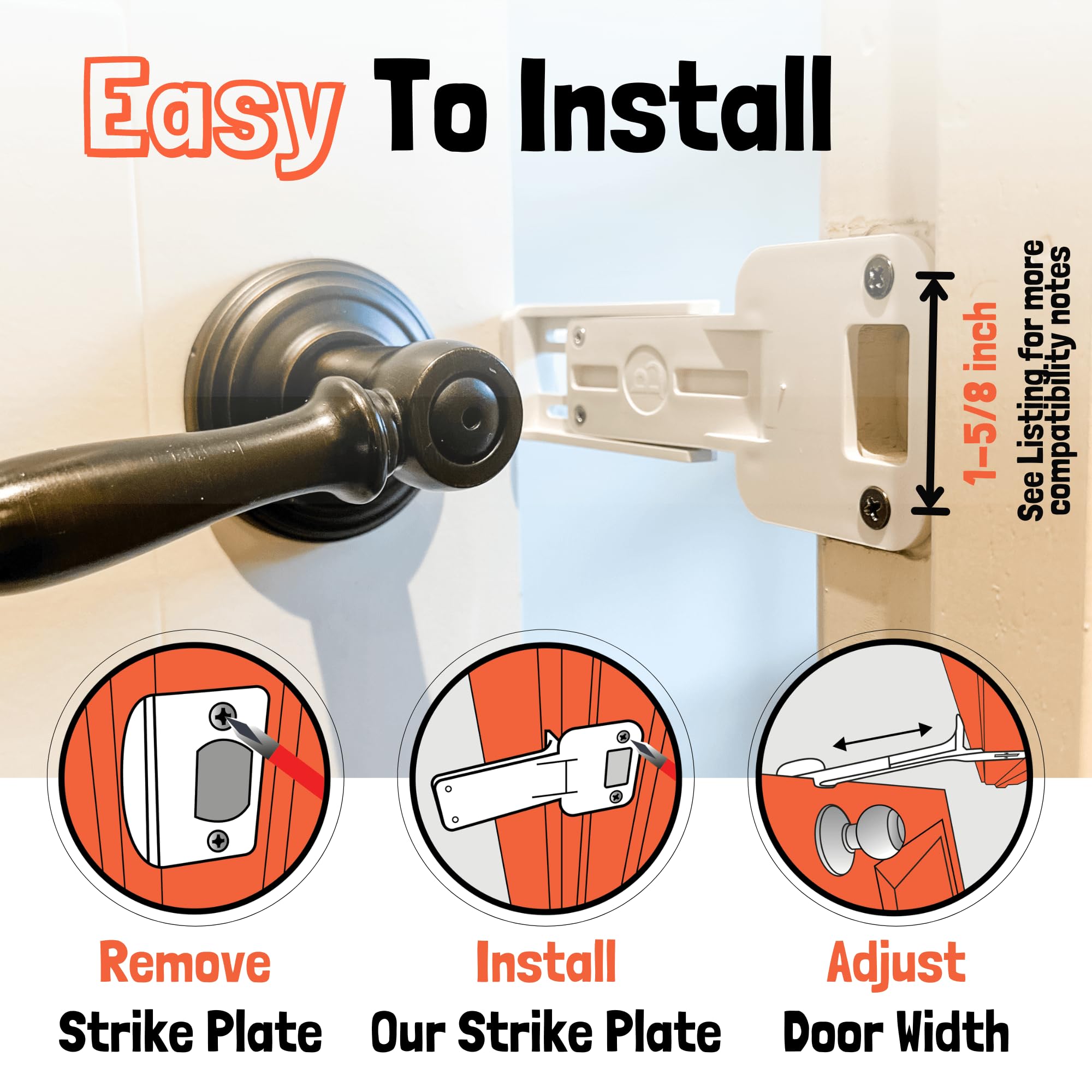 Door Buddy adjustment screws and included T8 Torx tool showing customizable gap