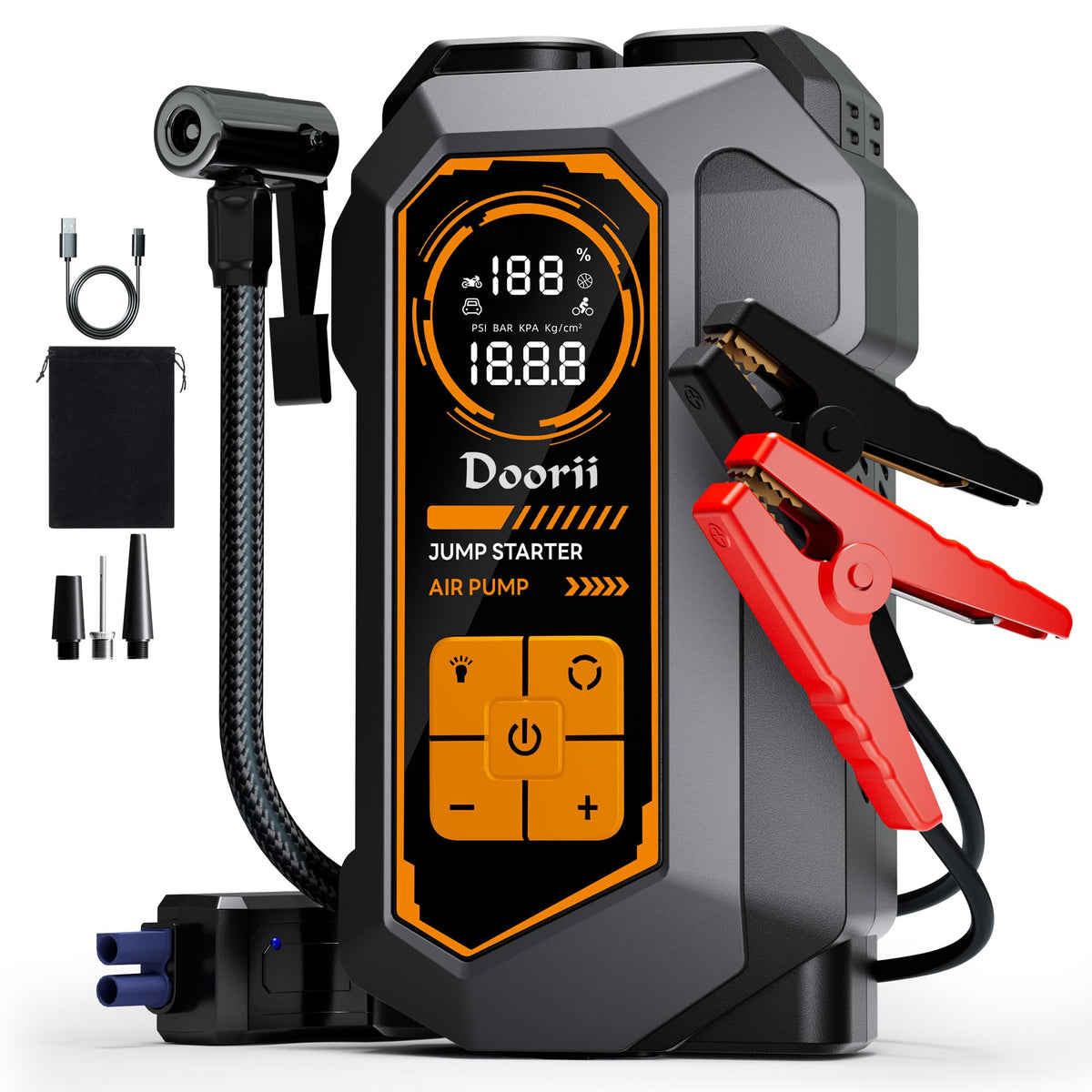 Doorii front view showing unit design and labels, helps identify controls