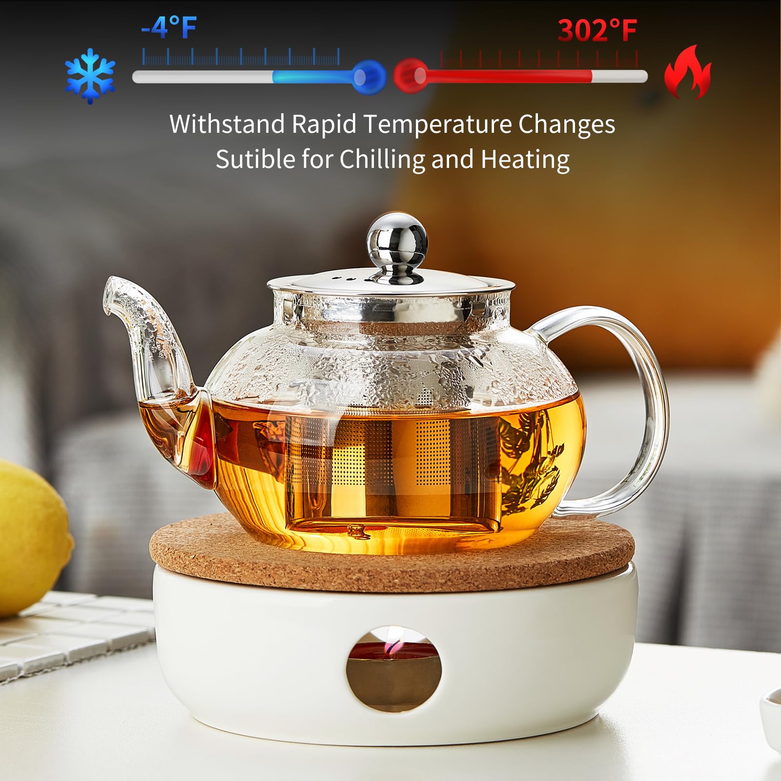 DOPUDO lid and wide top opening view demonstrating easy filling and removable infuser access