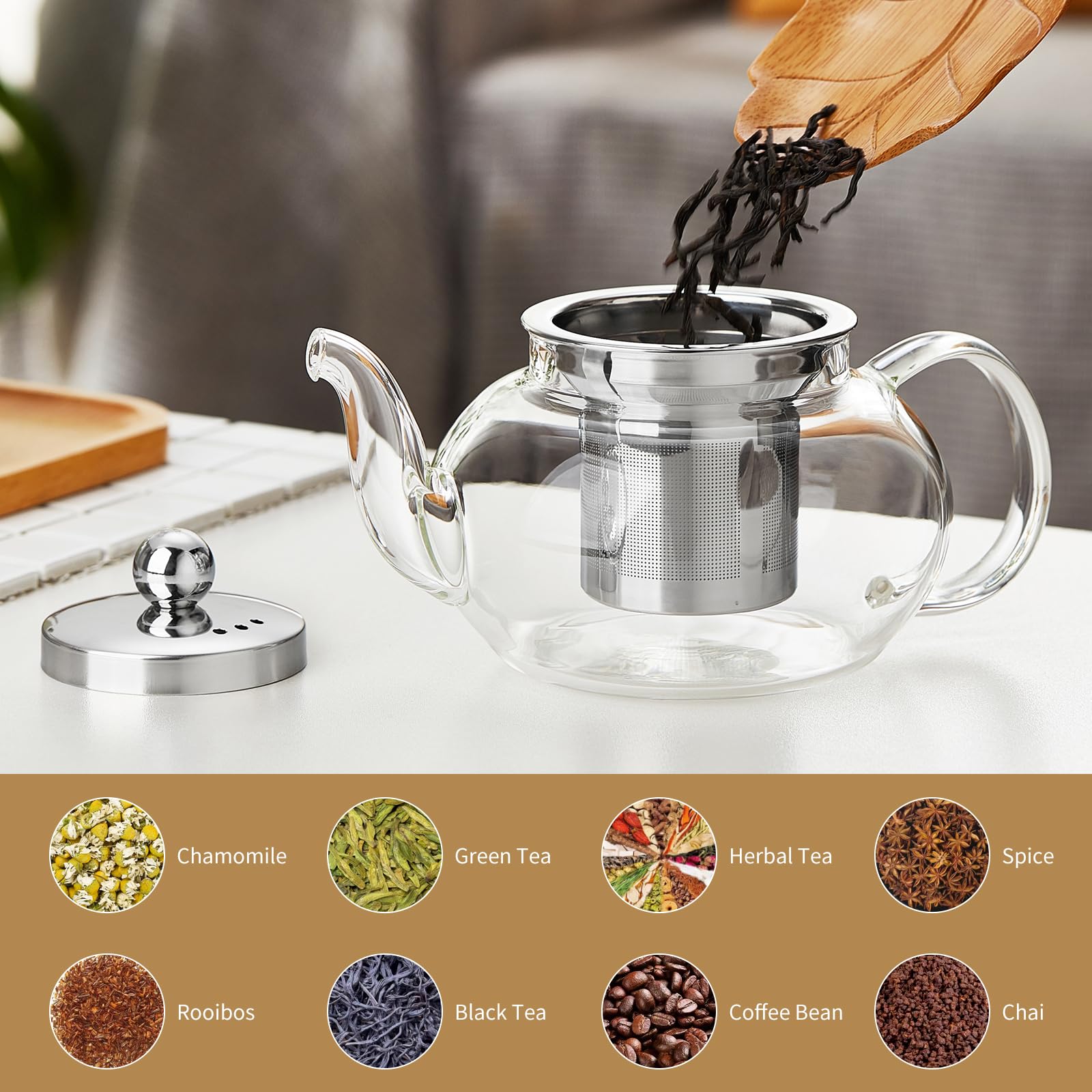 DOPUDO teapot on kitchen counter in lifestyle setting illustrating everyday use and modern aesthetic