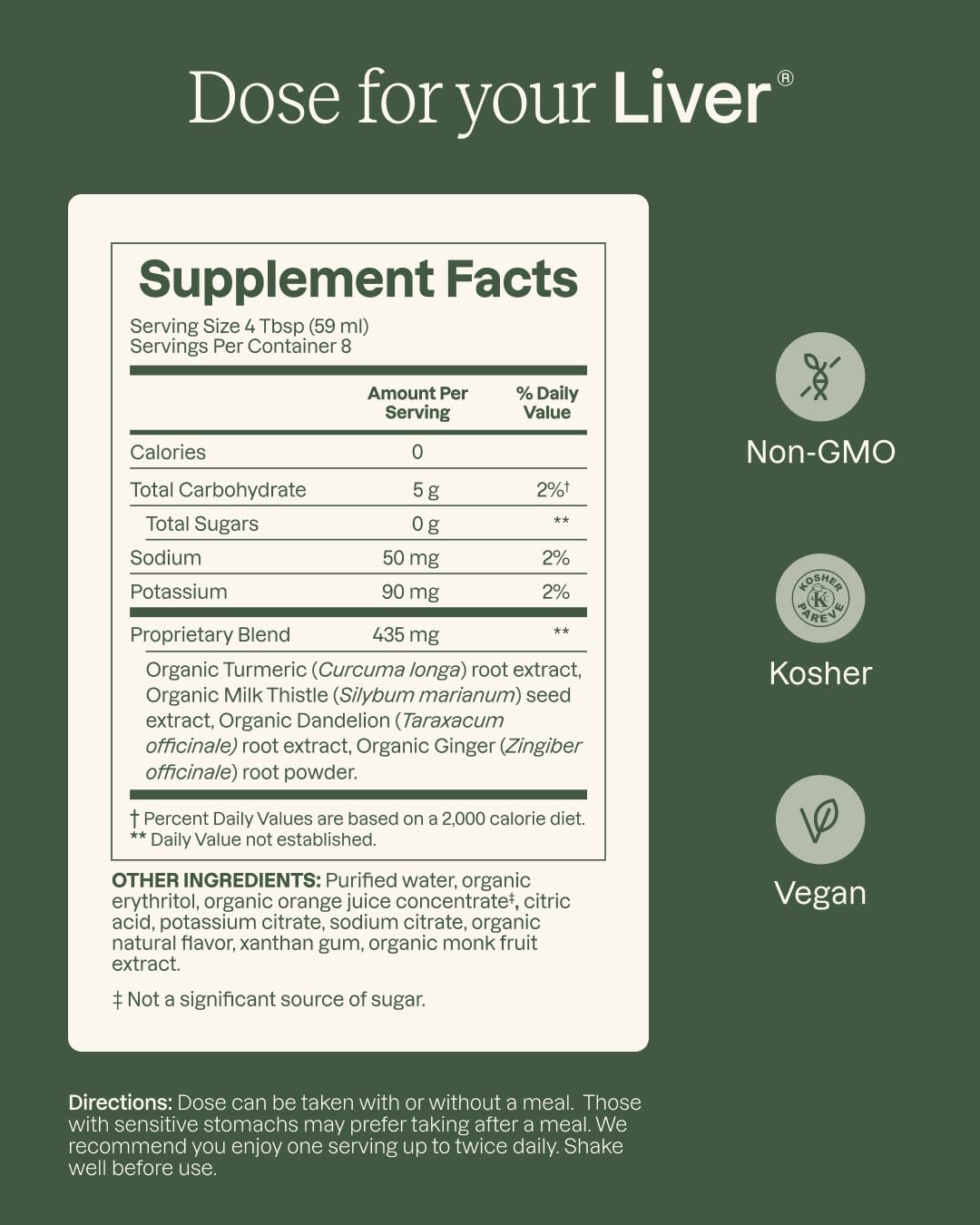 Dose for Your Liver label close-up showing ingredient list and premium extract detail benefit