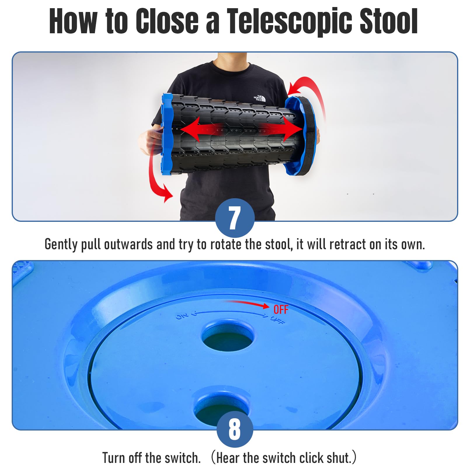 Doseno stool underside showing non-slip base and improved stability benefit