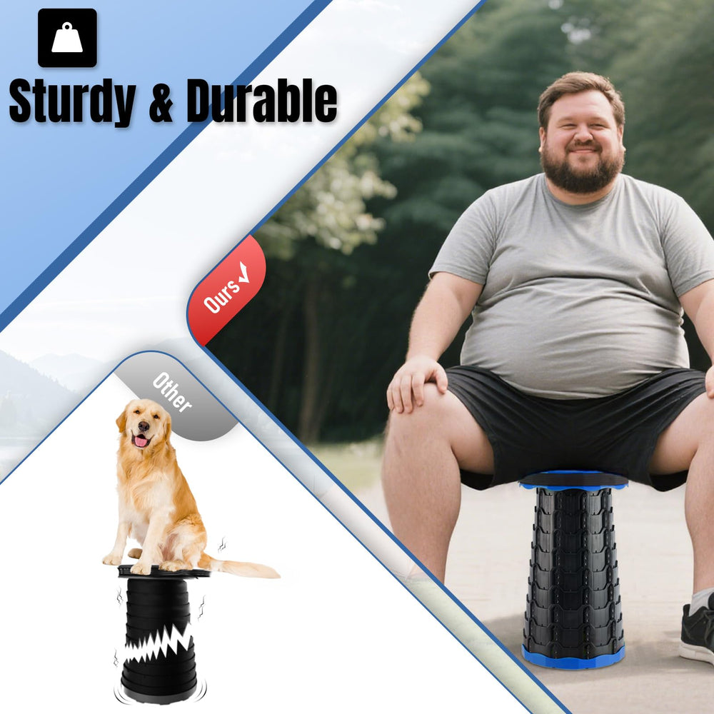Doseno stool with shoulder strap showing easy hands-free carrying benefit