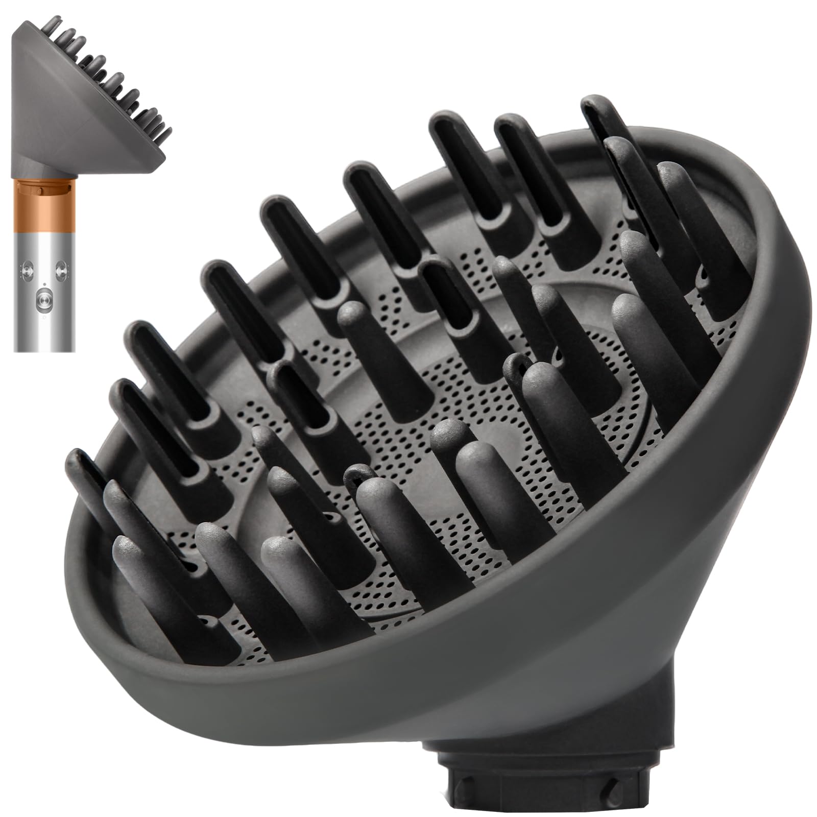 Dotspun front view of diffuser showing wide head and benefit of broad coverage