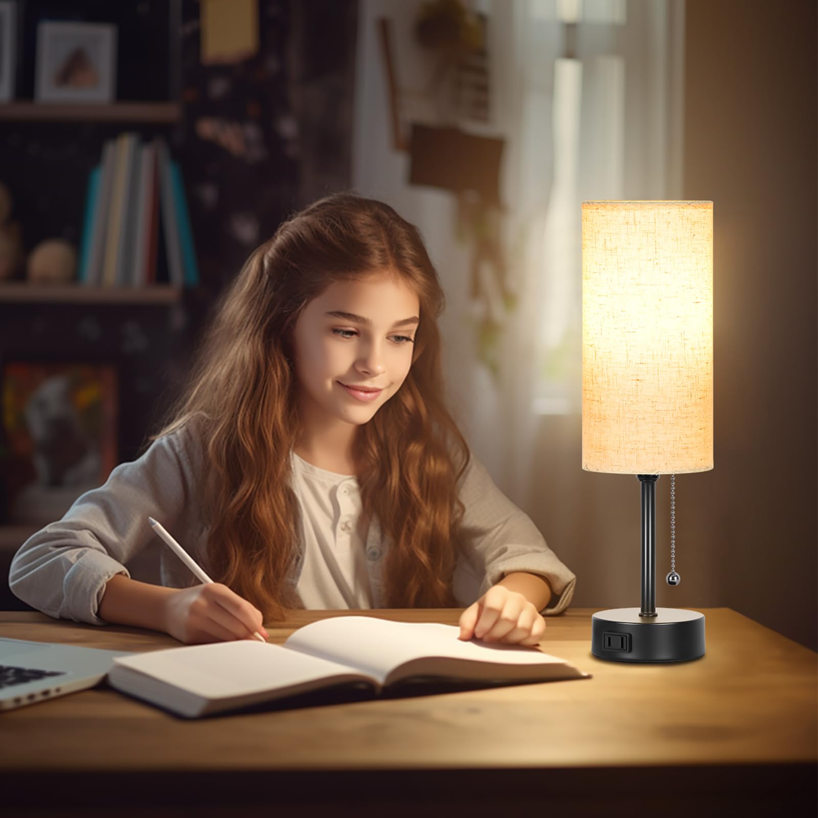 Dott Arts lamp next to book and phone showing compact scale and practicality