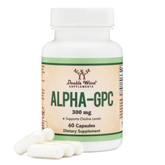 Double Wood Alpha GPC front bottle view showing product and clear labeling benefit-focused
