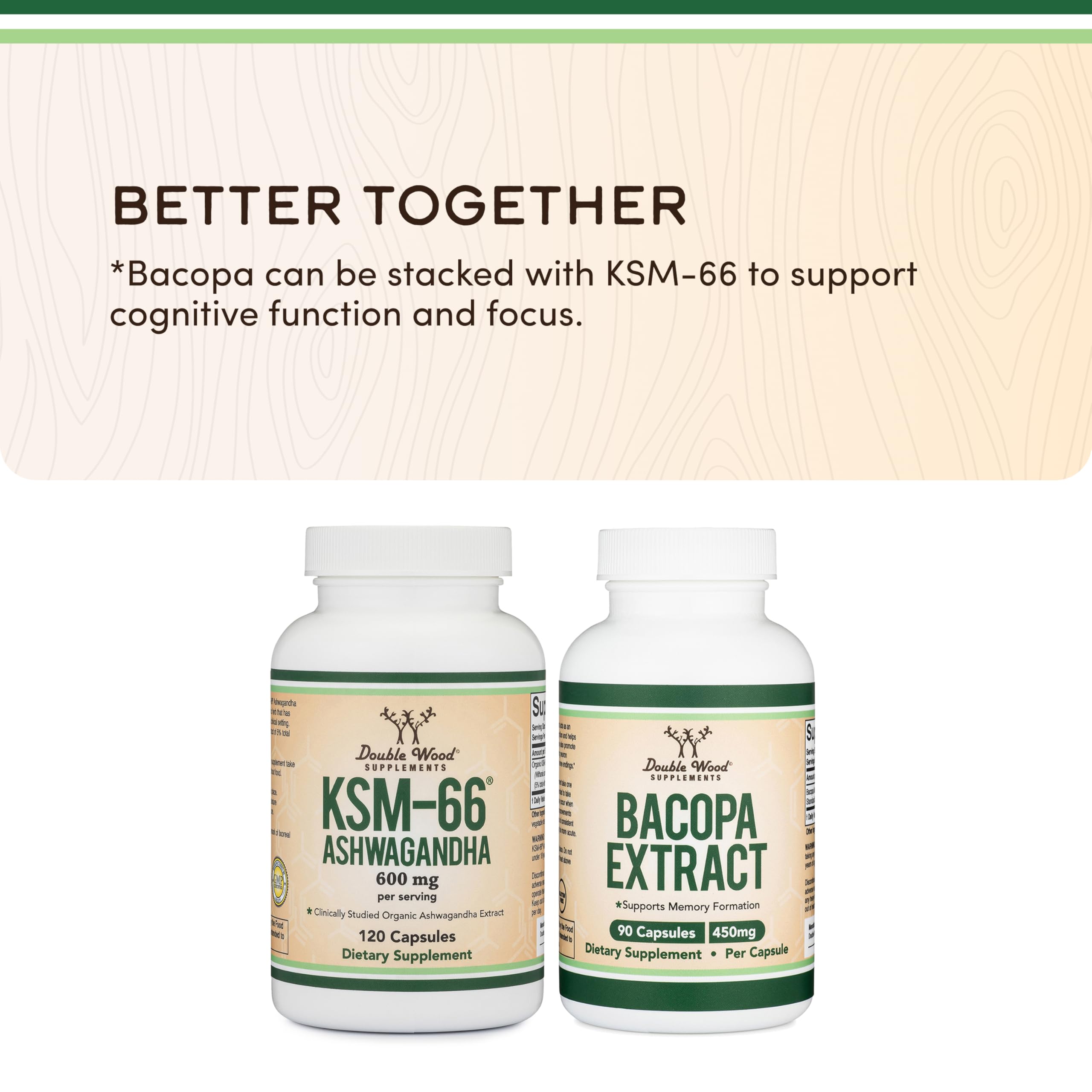 Double Wood product staged in an evening routine to suggest calming pre-sleep support
