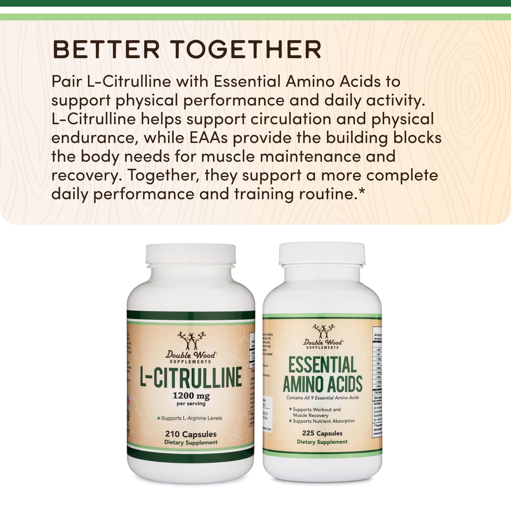 Double Wood Supplements on kitchen counter suggesting daily routine and consistent supplementation benefit