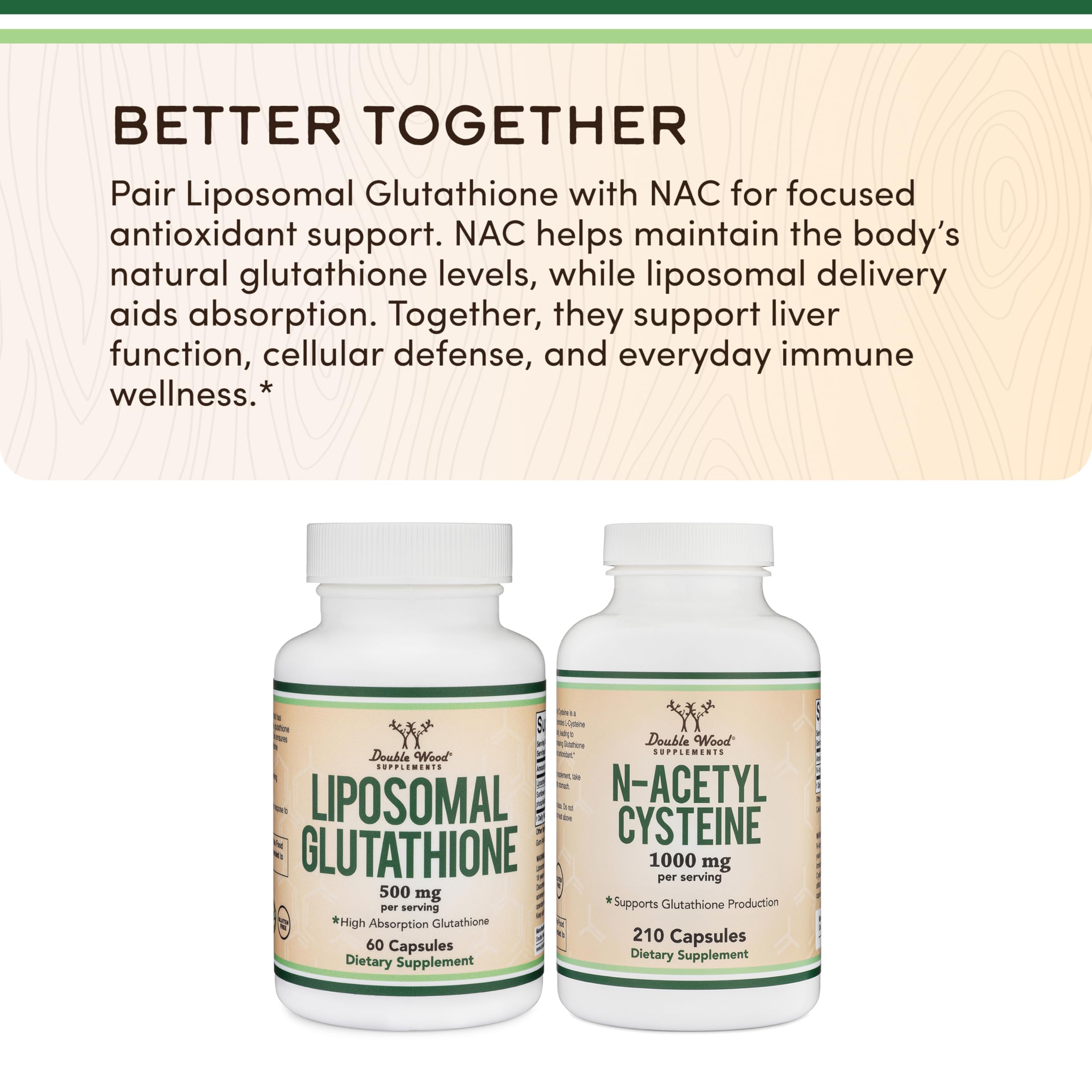 Double Wood label and supplement facts close-up showing ingredient transparency and testing