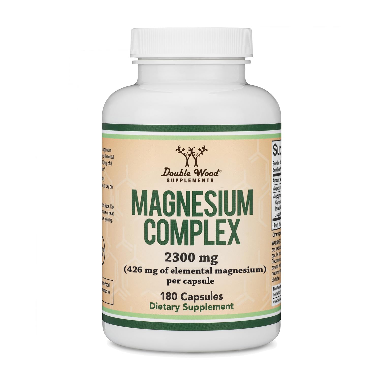 Double Wood MAG-8 front packaging showing full-spectrum magnesium benefits