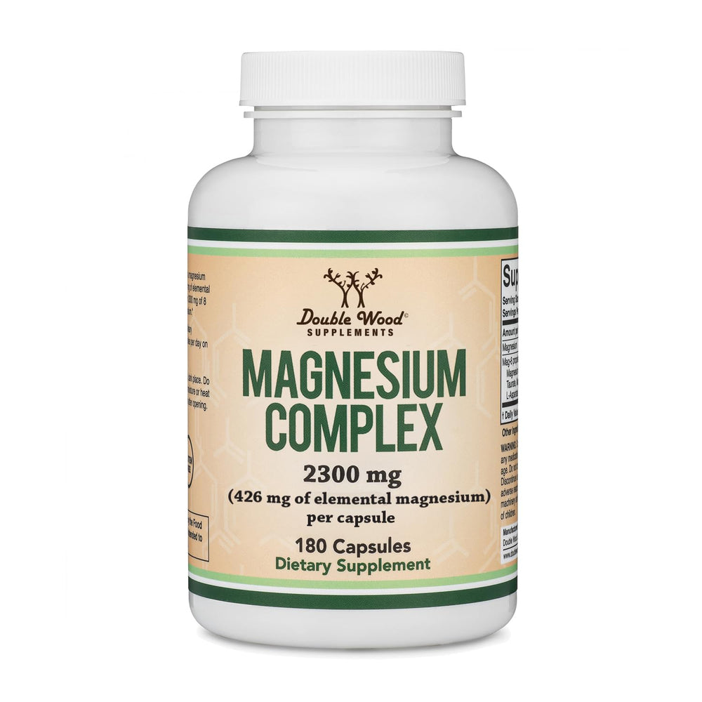 Double Wood MAG-8 front packaging showing full-spectrum magnesium benefits