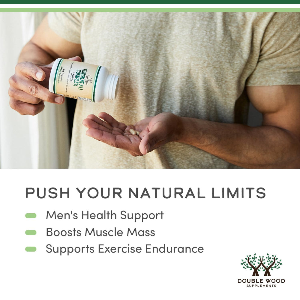 Double Wood Supplements capsule in hand illustrating serving size and convenience