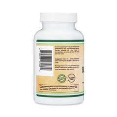 Double Wood two capsules on a spoon indicating 1000mg serving convenience