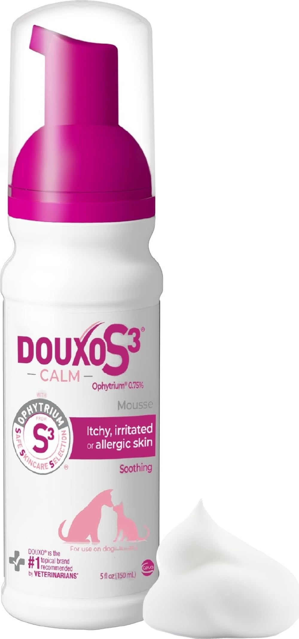 Douxo bottle front packaging showing brand and easy application benefits
