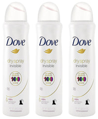 Dove antiperspirant dry spray front packaging showing clear finish benefit