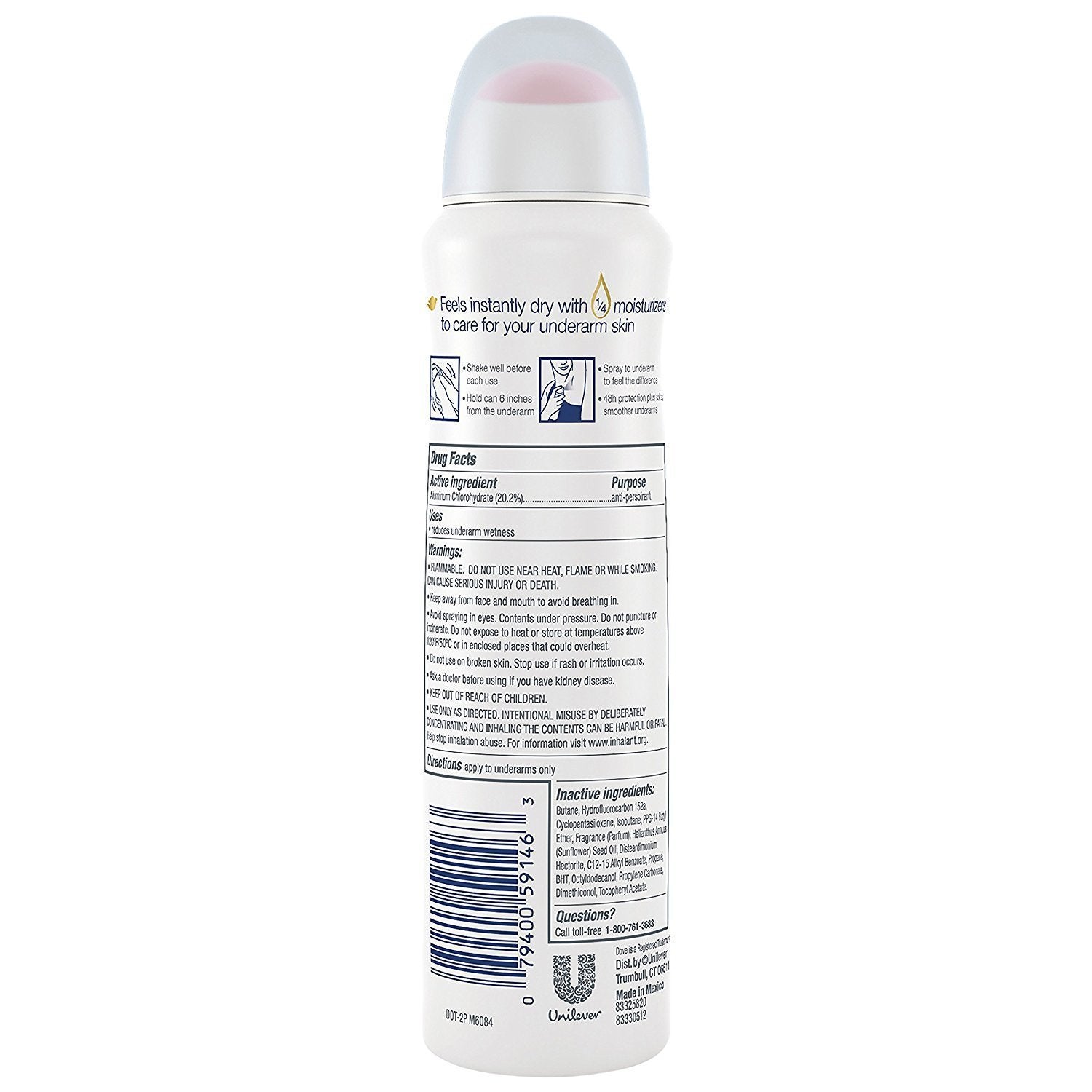 Dove clear finish spray mist closeup demonstrating quick-dry benefit