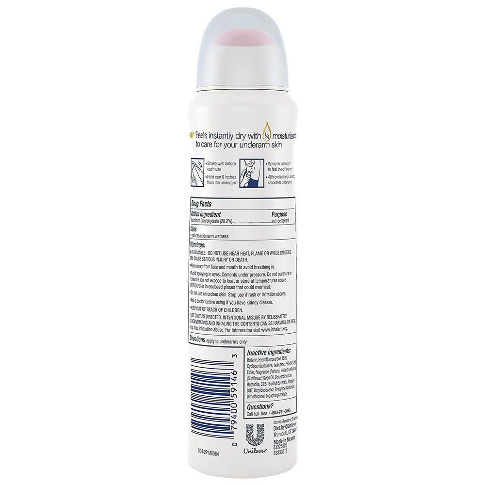 Dove clear finish spray mist closeup demonstrating quick-dry benefit