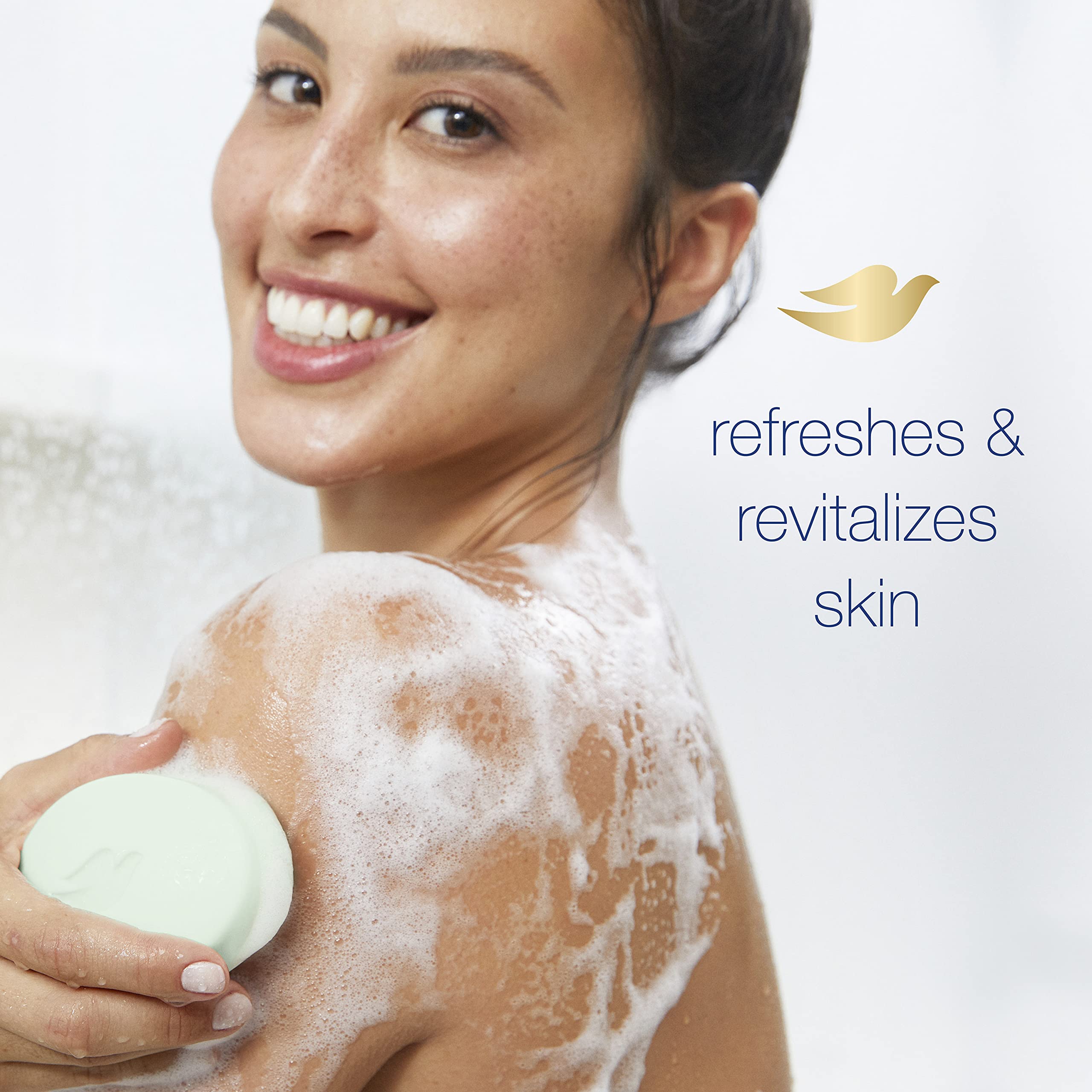 Rich lather from Dove bar on hand showing gentle cleansing and hydration