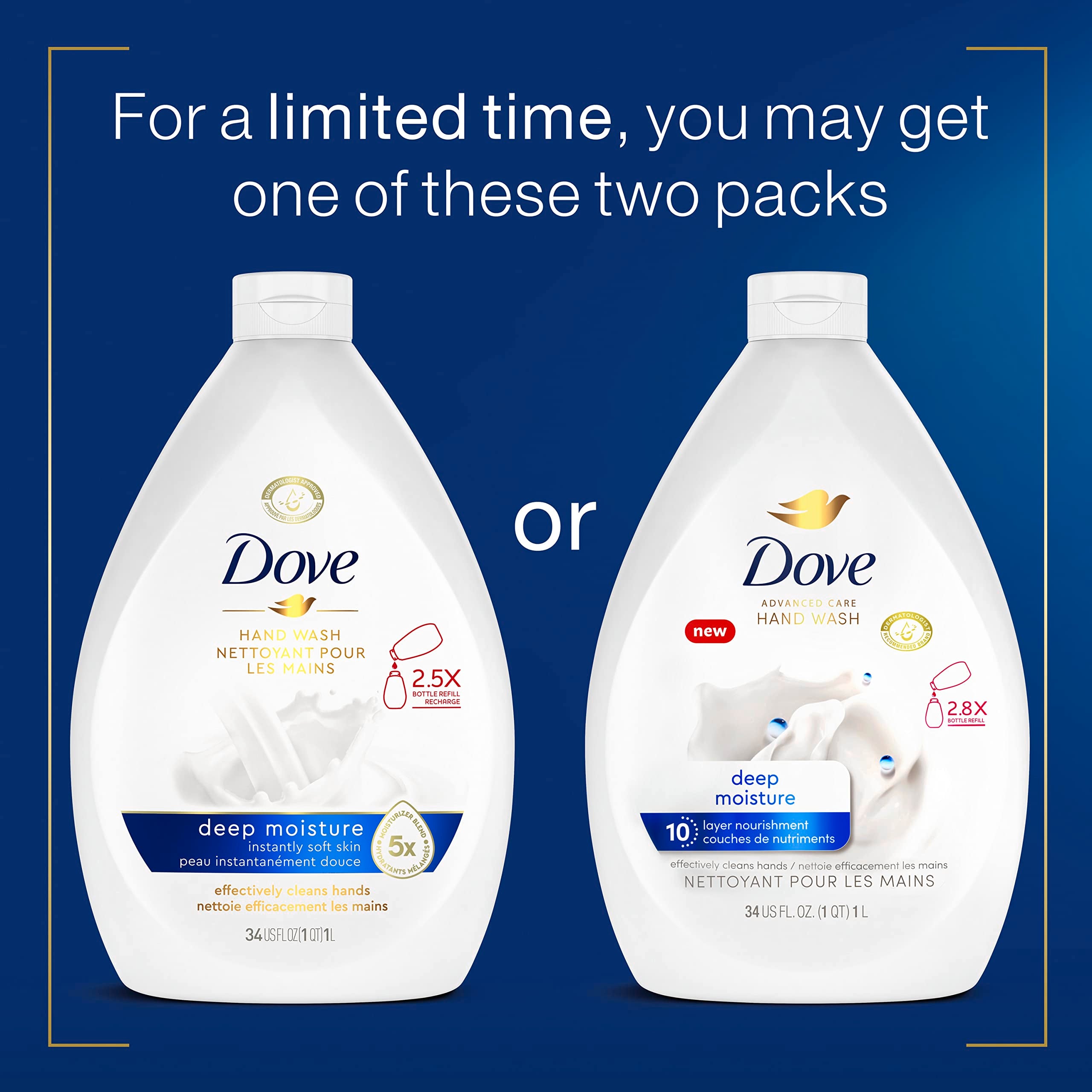 Dove Deep Moisture being poured into a pump dispenser for easy refills