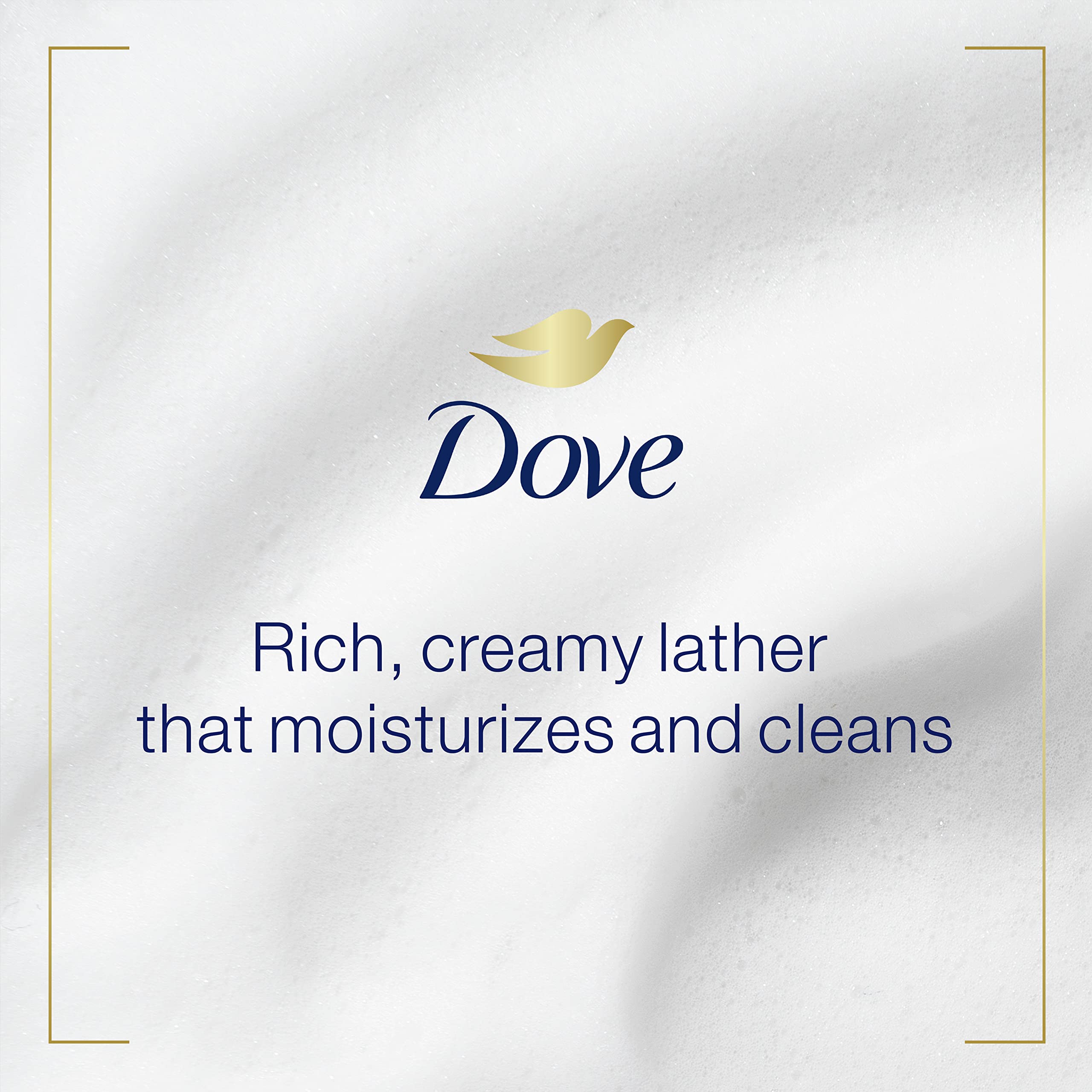Close-up lather texture of Dove Deep Moisture showing gentle foam and hydration