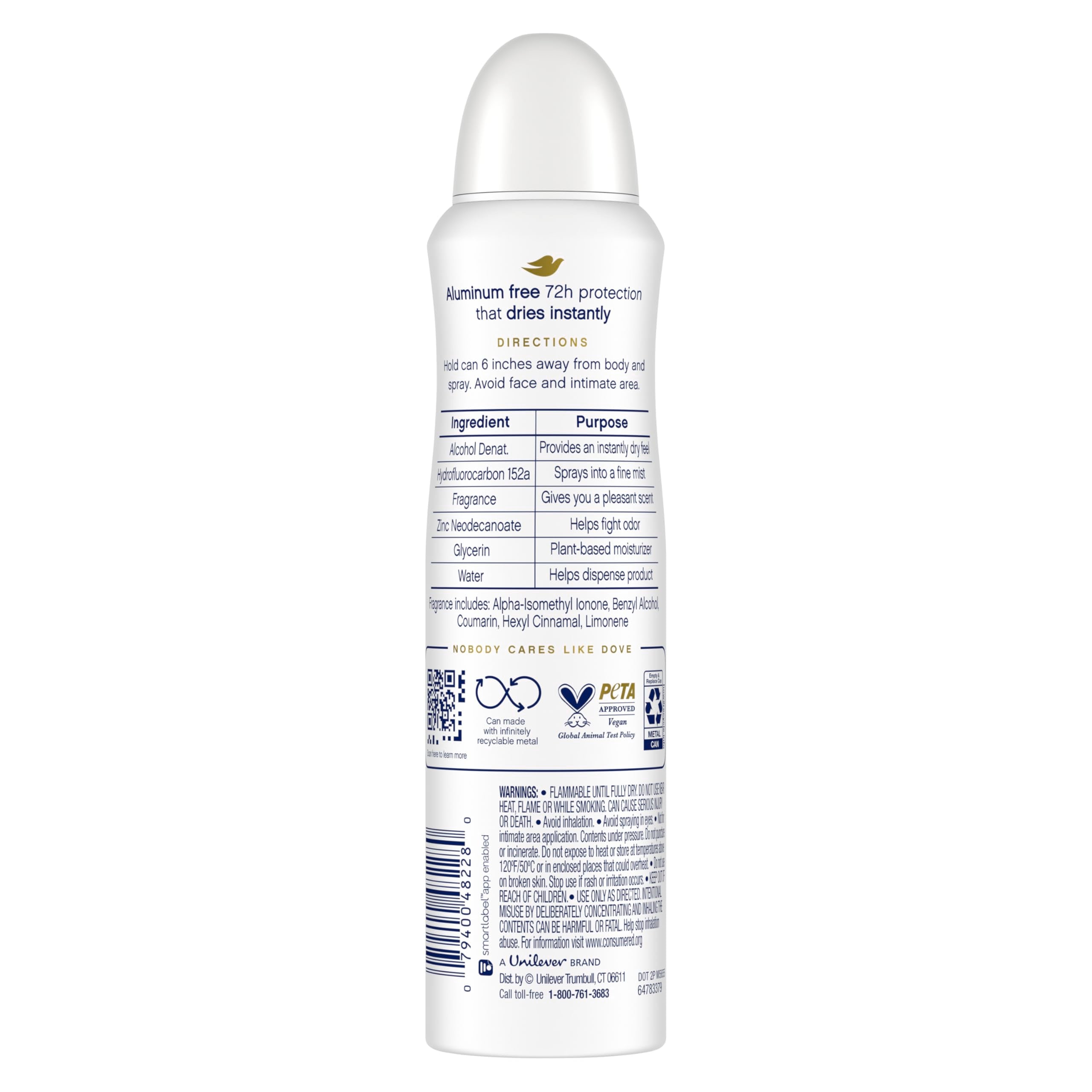 Dove spray nozzle close-up showing easy application and controlled mist