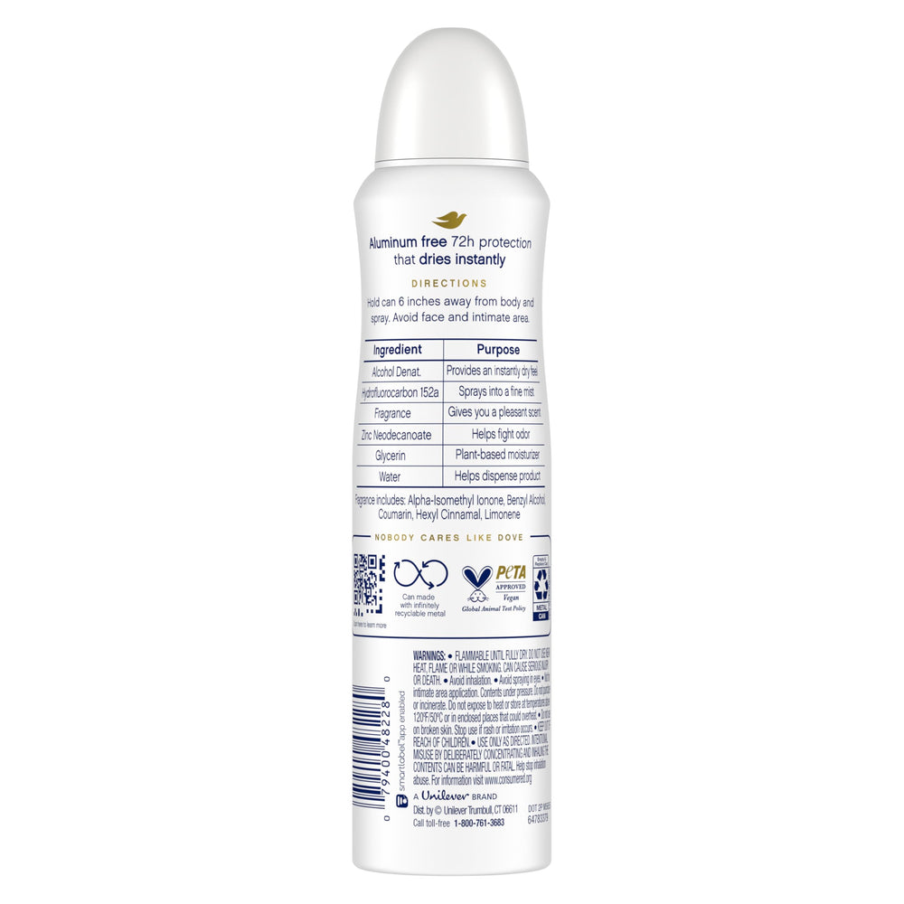 Dove spray nozzle close-up showing easy application and controlled mist