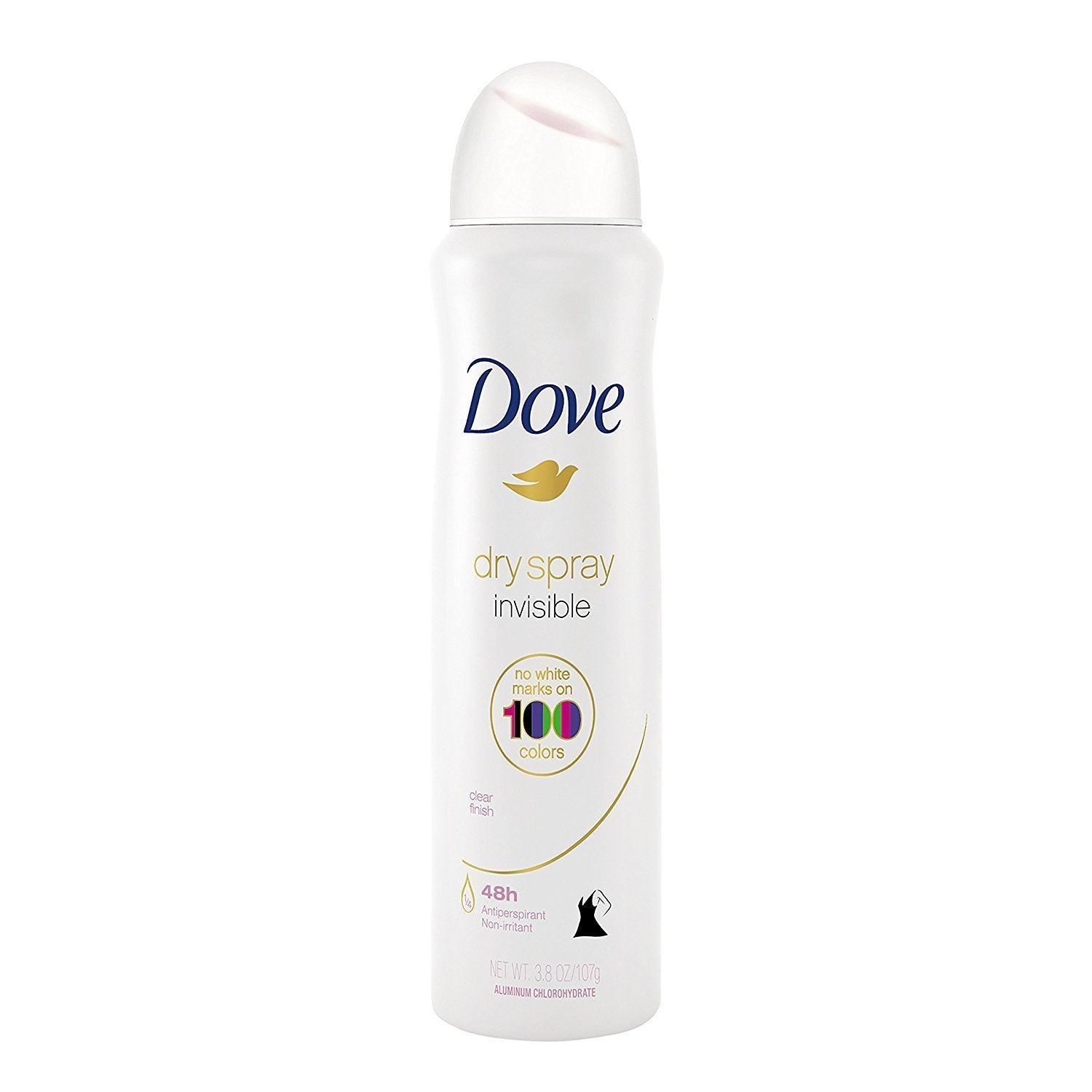 Dove dry spray side label detail highlighting gentle formula benefit