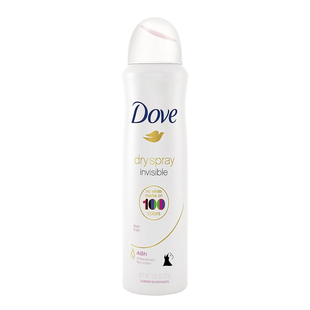 Dove dry spray side label detail highlighting gentle formula benefit