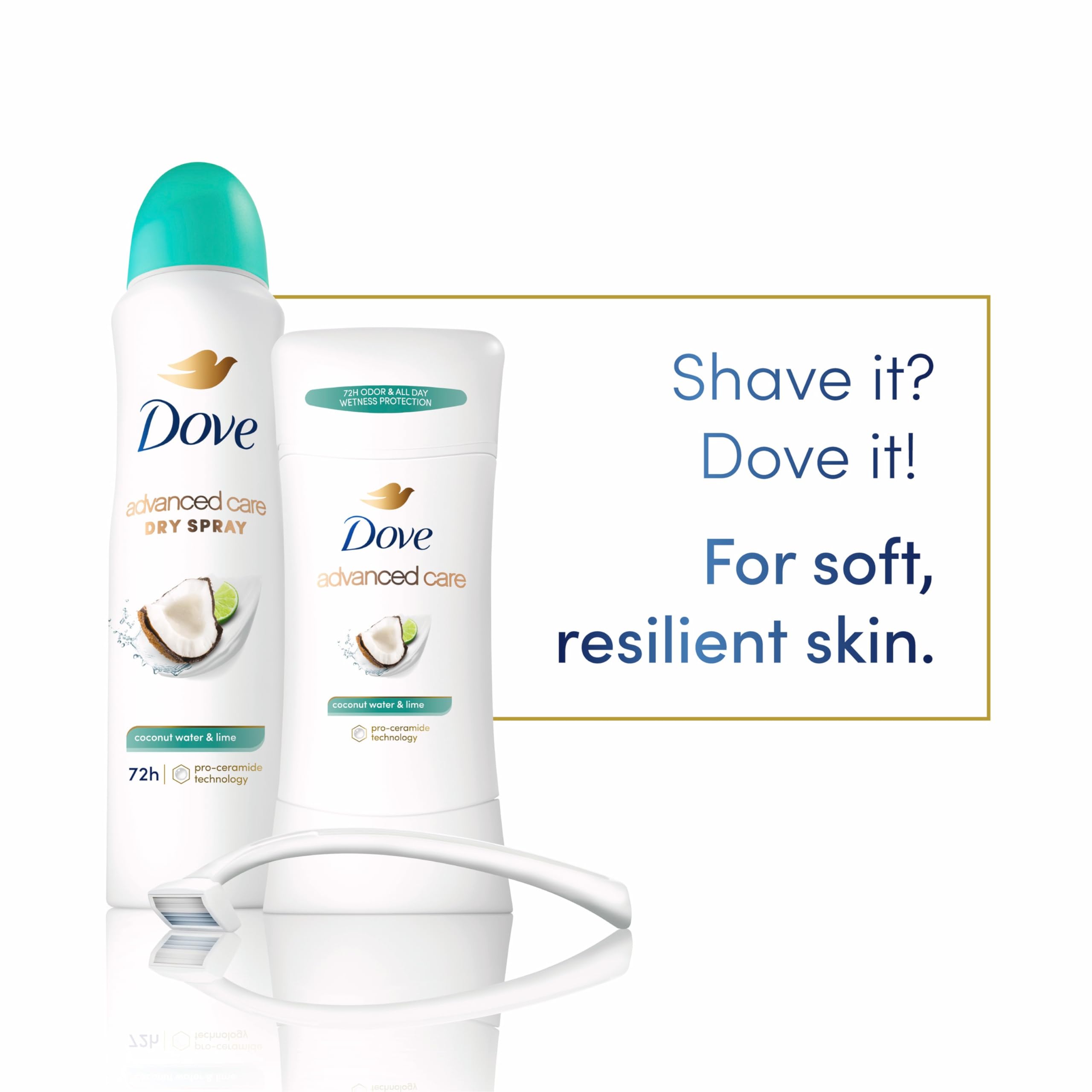 Dove dry spray nozzle closeup for quick‑dry application and easy use