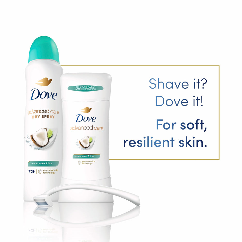 Dove dry spray nozzle closeup for quick‑dry application and easy use