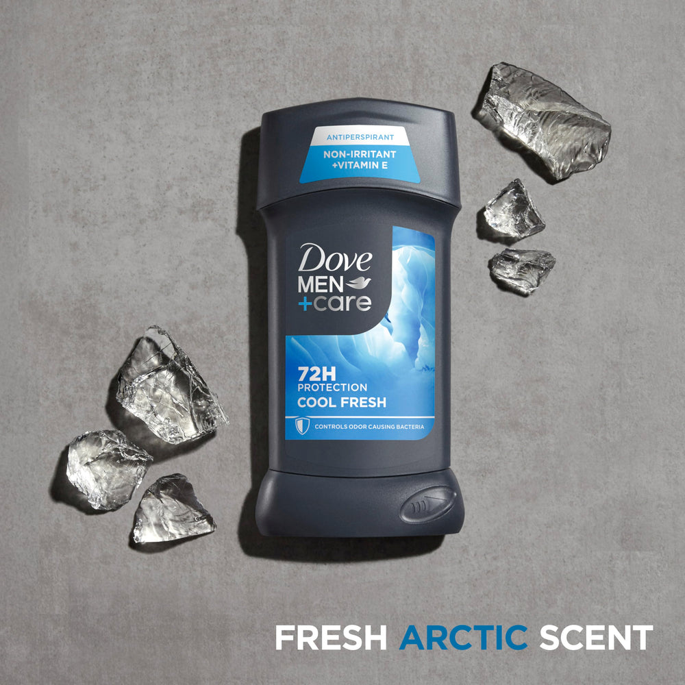 Man applying Dove Men+Care stick underarm demonstrating quick protection